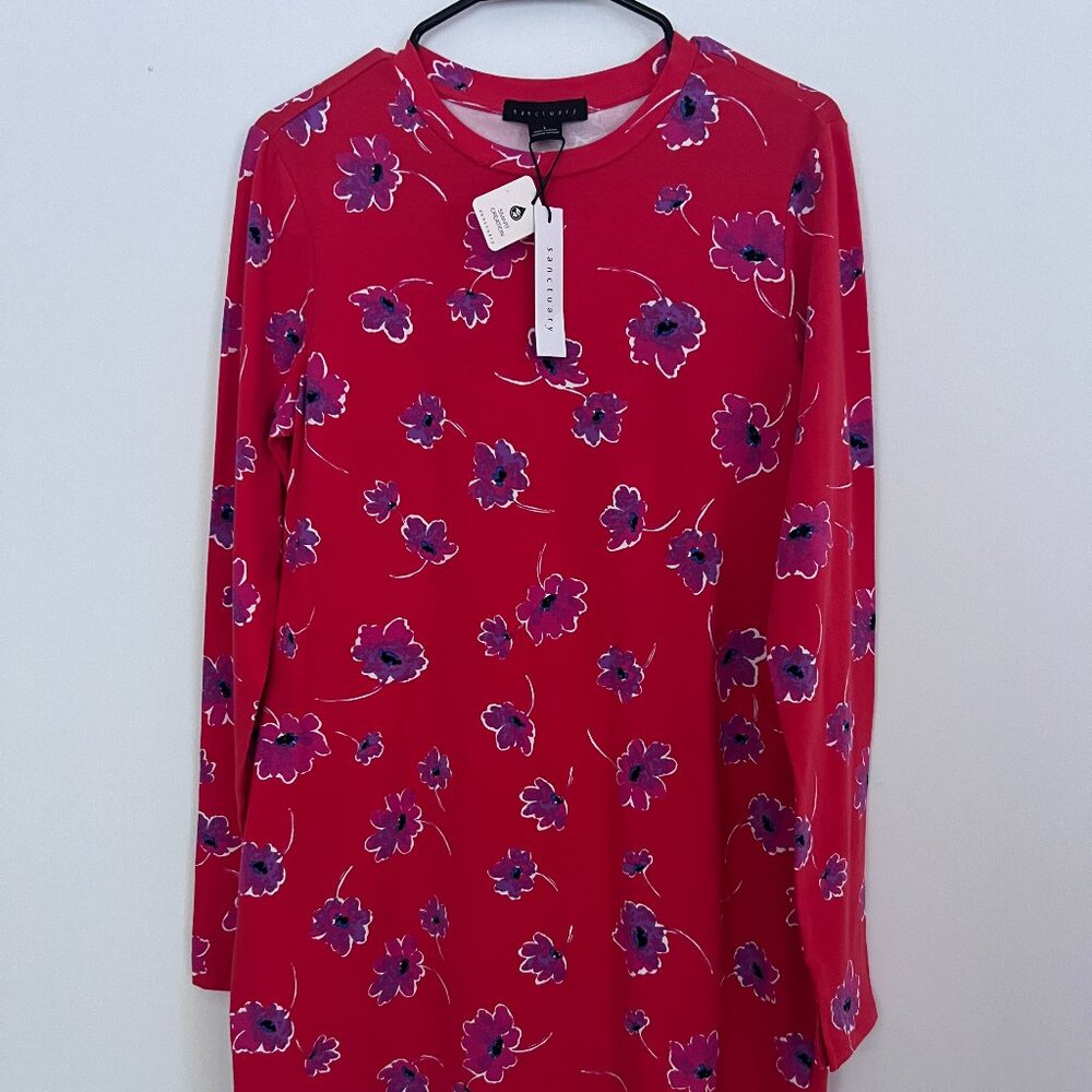 Sanctuary Hem Detail Skimmer Forget Me Nots Long Sleeved dress Size L